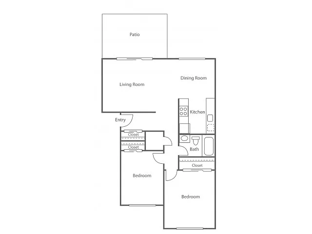 Floor plan 2BD/1BA Plan A - Classic