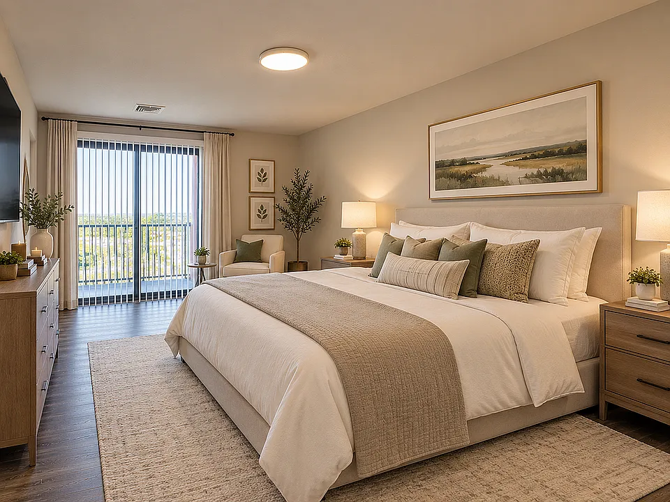 master bedroom staged