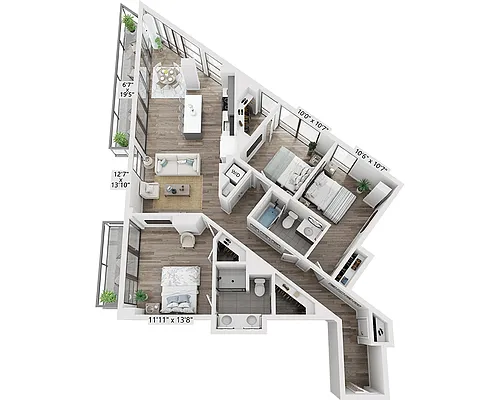 Floor plan Three Bedroom C2A