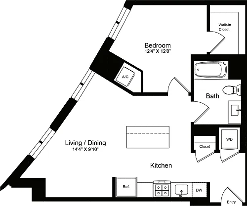 Floor plan 1 Bedroom K