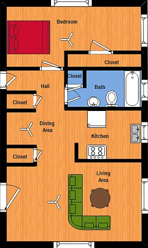 1 BR Floor Plan in the Highlands of Louisville 1 BR Floor Plan in the Highlands of Louisville