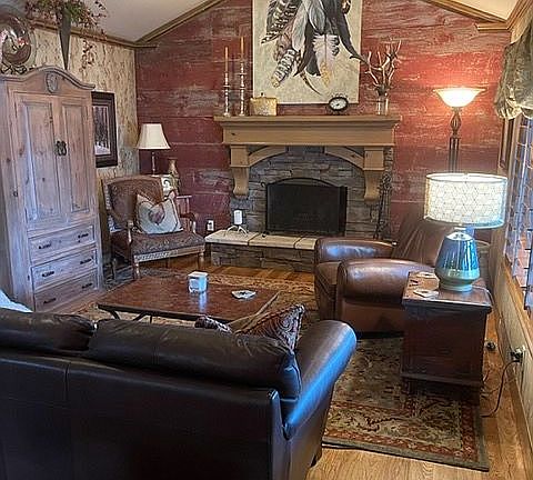 living room with fireplace