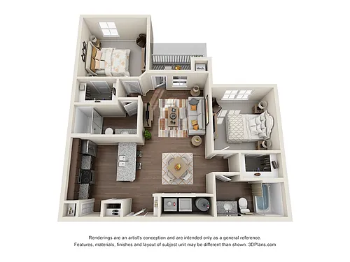 Floor plan 2 bedroom/2 bath 1