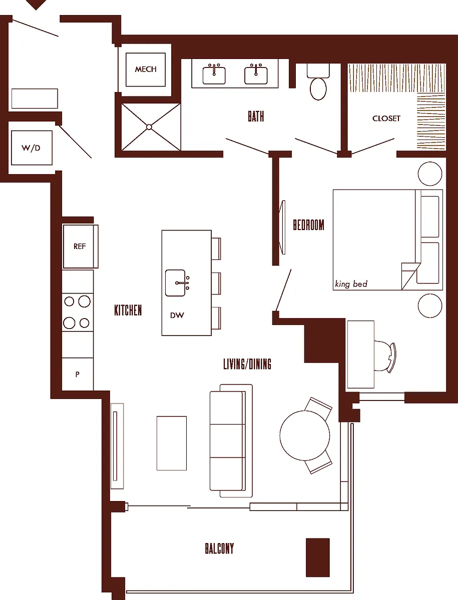 Floor plan 1 Bed/1 Bath-A10b.1