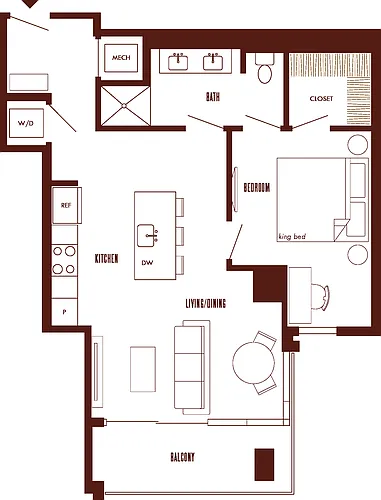 Floor plan 1 Bed/1 Bath-A10b.1