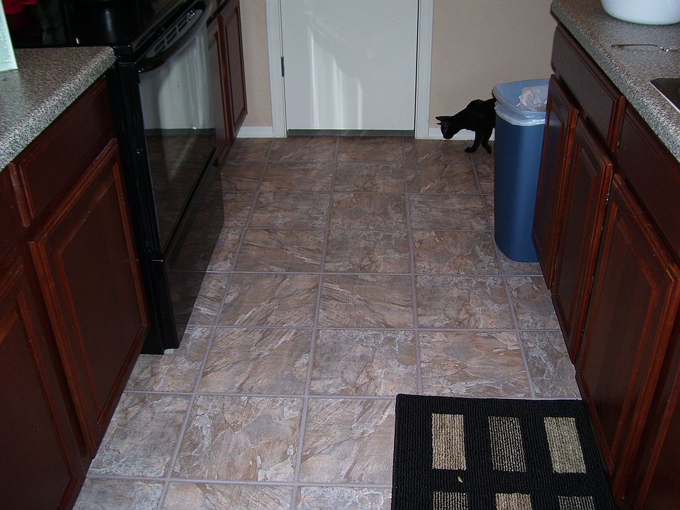 kitchen floor/some cabinets