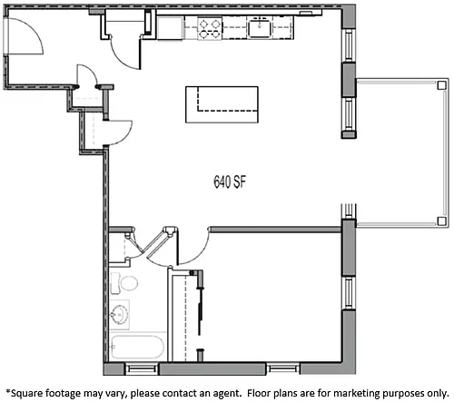 Floor plan 1 BED 1 BTH APT 9,28,38