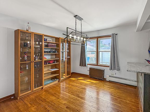 Dining room with built in shelving