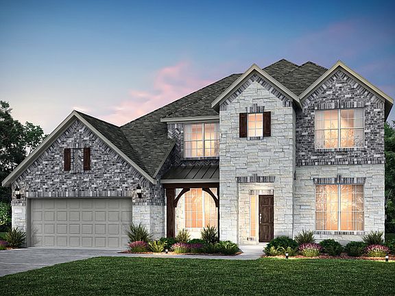 The Lawson, a two-story home with 2-Car Garage, shown with Home Exterior E.