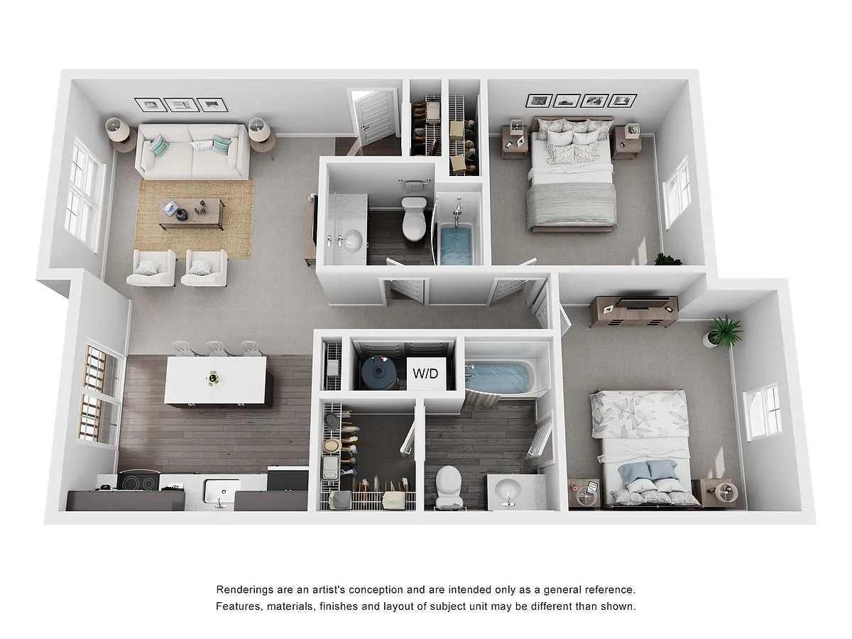 Floor plan Two Bedroom, Two Bath