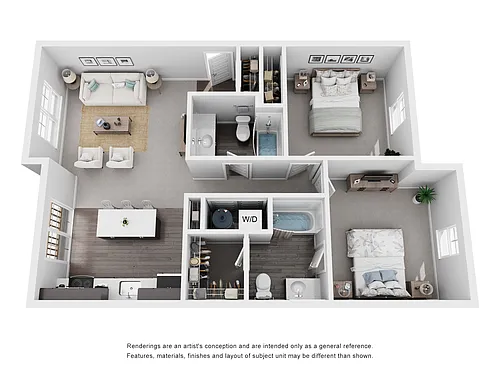 Floor plan Two Bedroom, Two Bath
