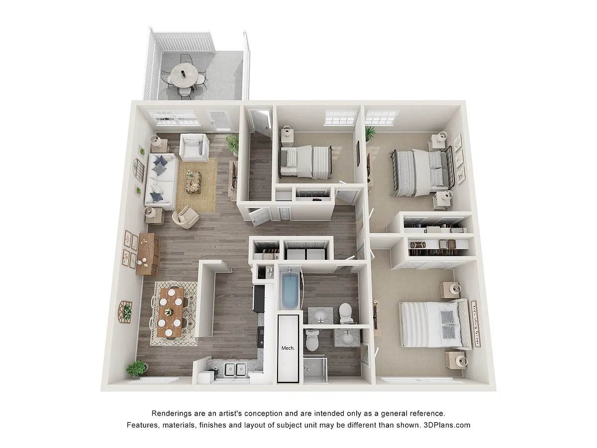 Floor plan The Elm 3 x 2 Apartment