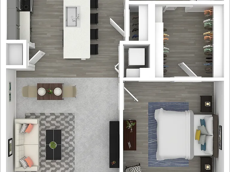 The Oak floor plan is a 1-bedroom, 1-bathroom apartment in Bloomington, Indiana. The Oak floor plan is a 1-bedroom, 1-bathroom apartment in Bloomington, Indiana.