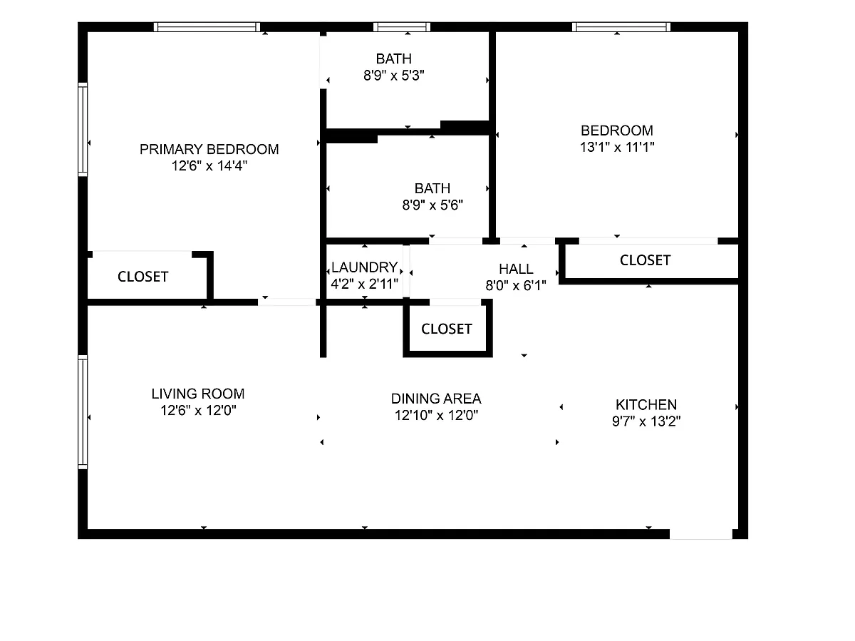 Floor plan 2 Bedroom Island Layout