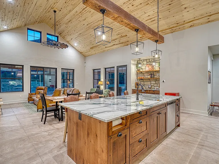 Totally open concept with the Living Space, Dining, Bar area and Kitchen.