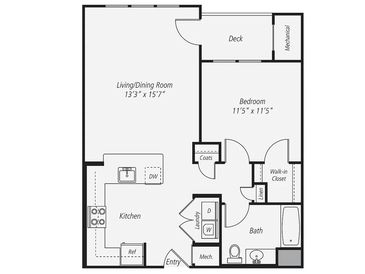Floor plan 1 Bed/1 Bath-A3