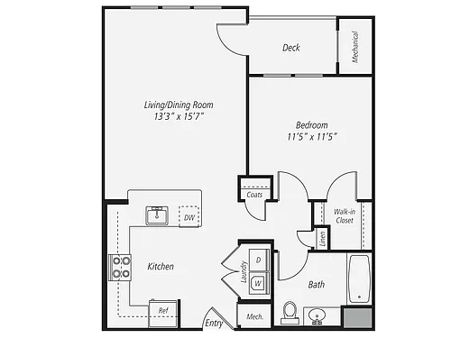 Floor plan 1 Bed/1 Bath-A3