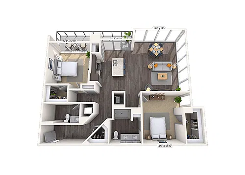 Floor plan Traditional 2x2 1415 SF
