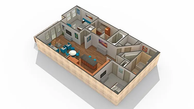 Floor plan 2 BR x 2 BA - C