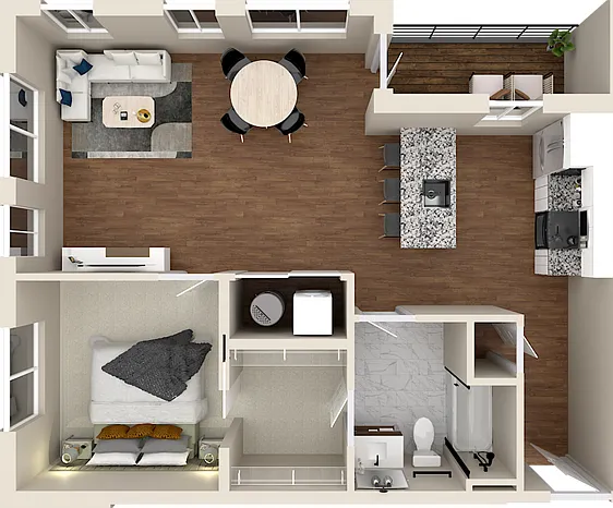 The Patent 1D - 1br, 1ba Floorplan The Patent 1D - 1br, 1ba Floorplan