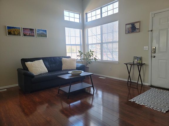 Living room, looking out on a corner lot