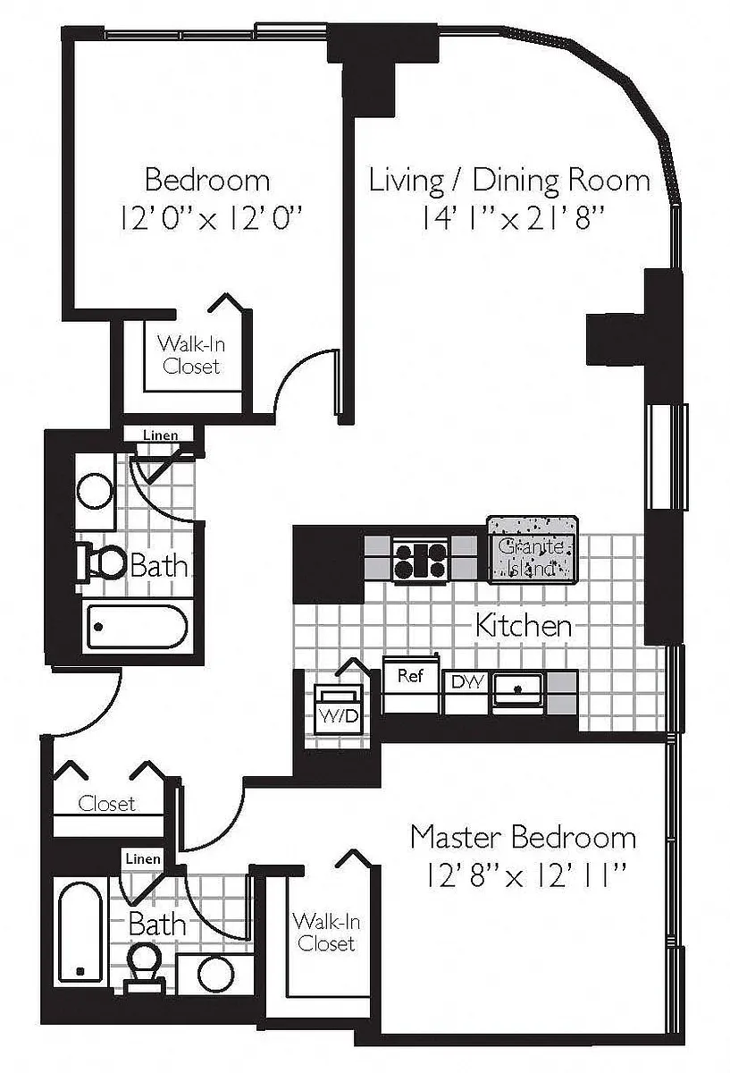 Floor plan TWO BEDROOM 01 - THE SHOREHAM