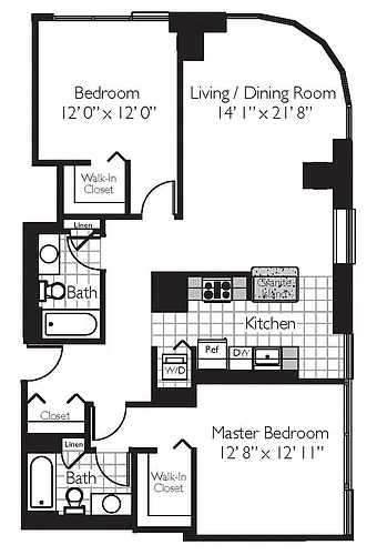 Floor plan TWO BEDROOM 01 - THE SHOREHAM