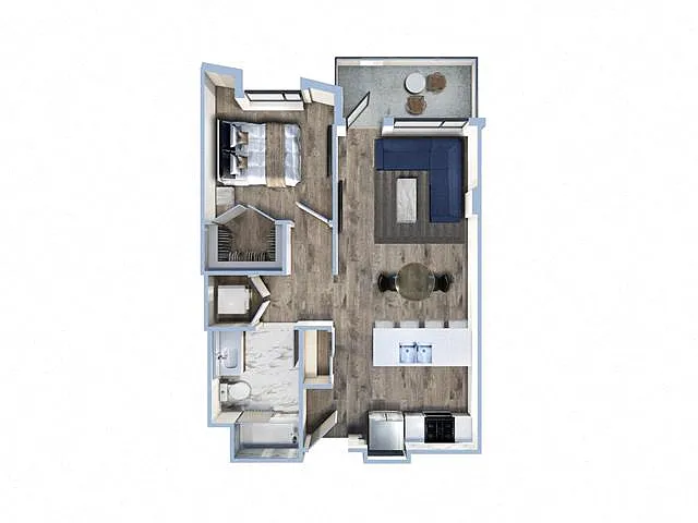 Floor plan 1Bed/1Bath-E1-E2