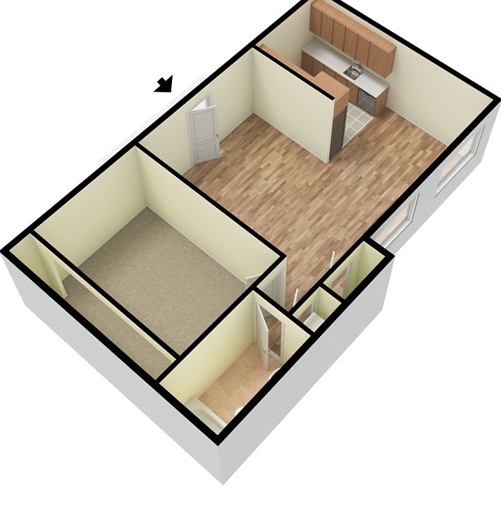 One bedroom , one bathroom with washer and dryer