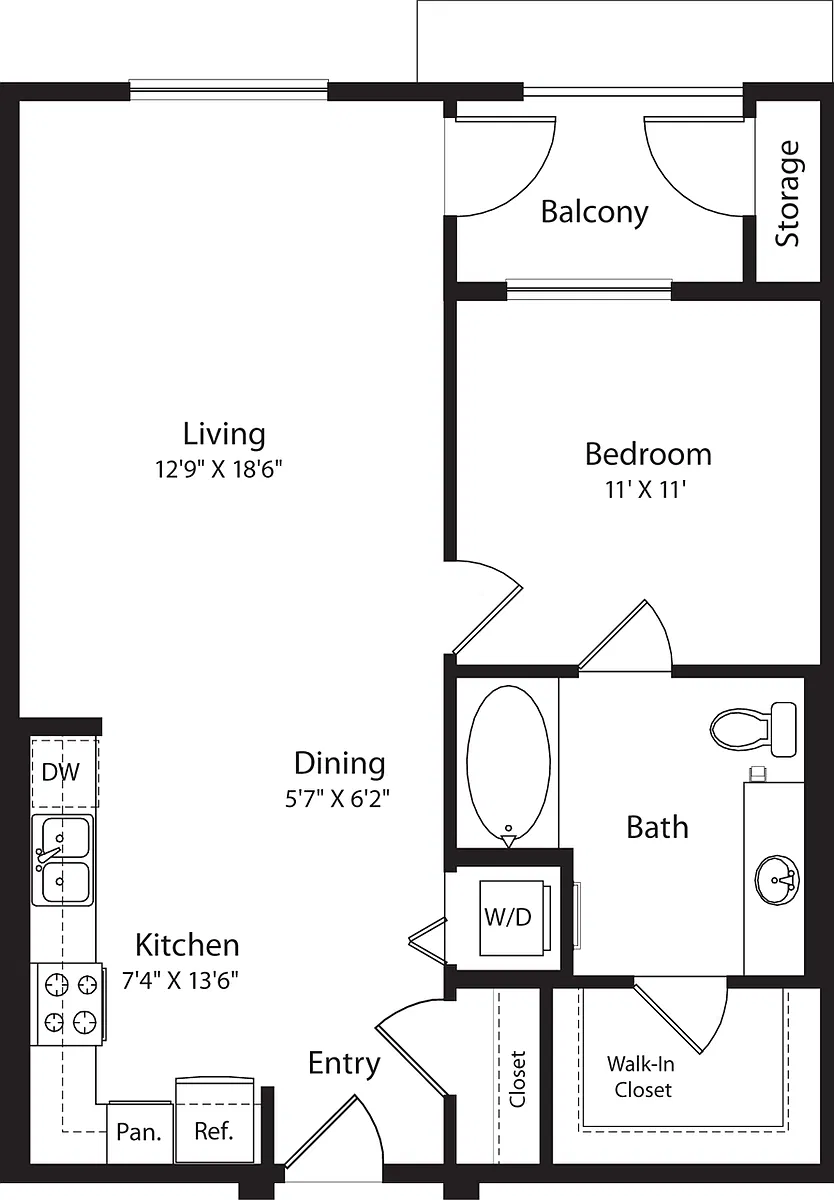 Floor plan 1 Bed- E03
