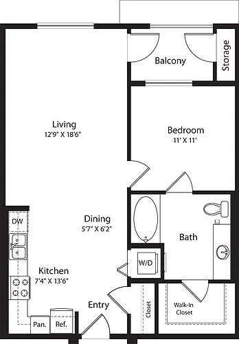 Floor plan 1 Bed- E03