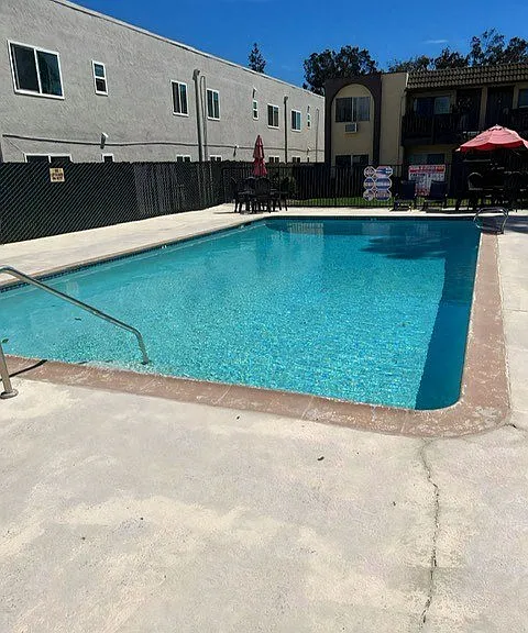 Swimming pool at Mission Bell Apartments of Escondido, California.
