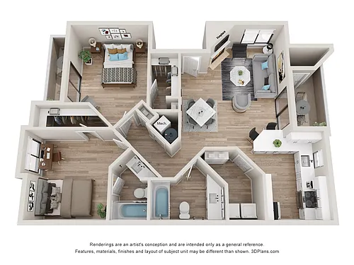 Floor plan 2 Bed/2 Bath-B2B