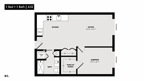 Floor plan 1 Bed/1 Bath-A12