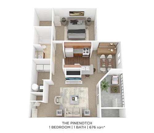 Floor plan One Bedroom- 676 sqft