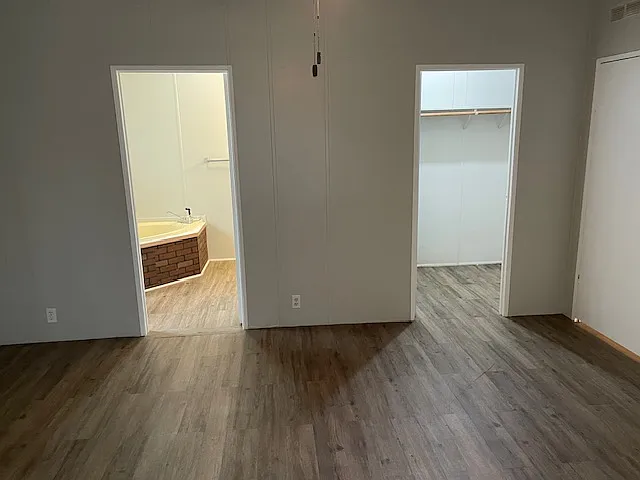 Primary bedroom has a big closet and a full bath.
