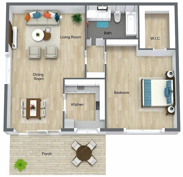 Floor plan 1 Bedroom, 1 Bathroom Partial Renovated