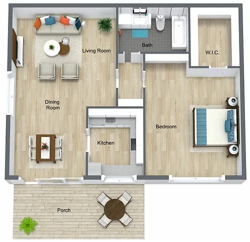 Floor plan 1 Bedroom, 1 Bathroom Partial Renovated