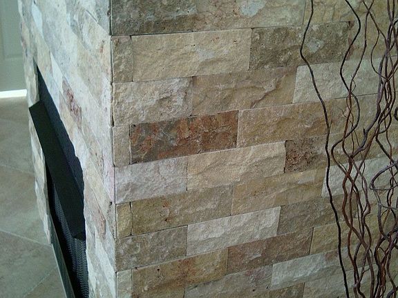 Split-face Travertine Fireplace