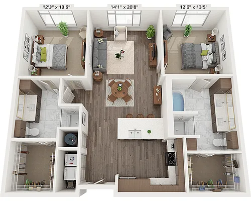 Floor plan Two Bedroom B2A2