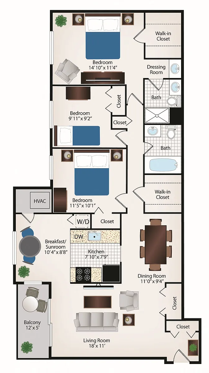 Floor plan 3 Bed 2 Bath