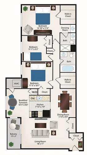 Floor plan 3 Bed 2 Bath