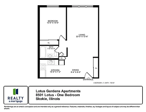 Floor plan 1 Bedroom Renovated