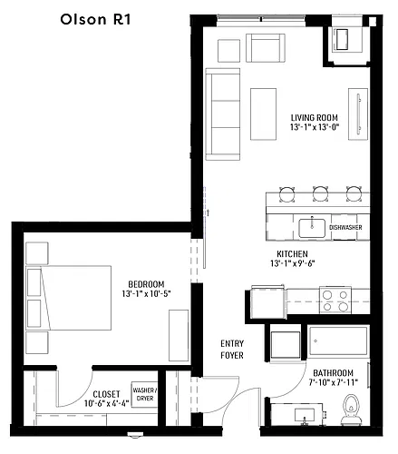Floor plan Olson R1 - 80% AMI