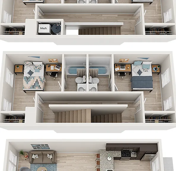 The Park on Morton 4x4.5 Townhome Platinum Floor Plan The Park on Morton 4x4.5 Townhome Platinum Floor Plan