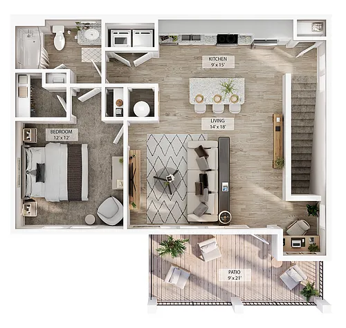 Floor plan 1 BR Grand Overlook