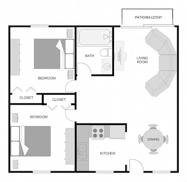 Floor plan 2BR 1BA