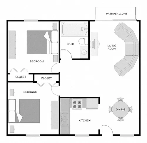 Floor plan 2BR 1BA
