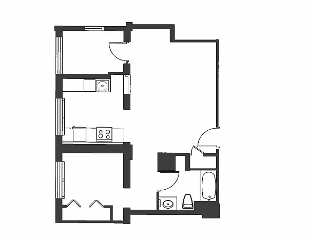 Floor plan 1 Bed 1 Bath - A1P