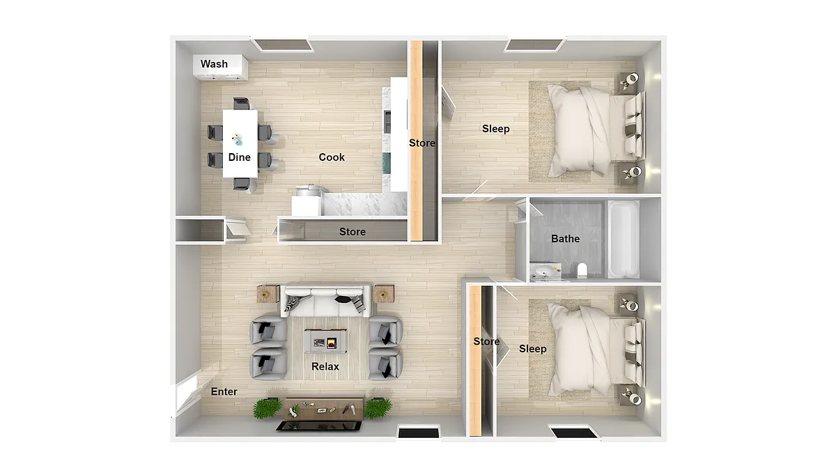 Floor plan 2 Bedroom 1 Bathroom Renovated